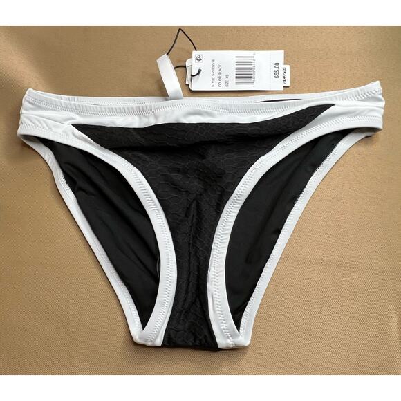Sanctuary Black White Textured Bikini Swim Bottom XS NWT - Picture 2 of 6